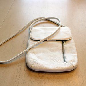 Tignanello Pebbled White Leather Cross-body Bag